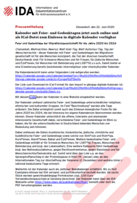 Pressemitteilung „Digitaler Gedenkkalender“ 